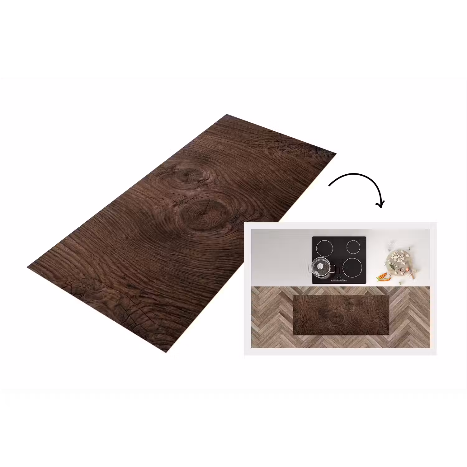 Houtnerf - Textuur - Patroon - Bruin - Rustiek Keukenloper - keukenmat middel -3d