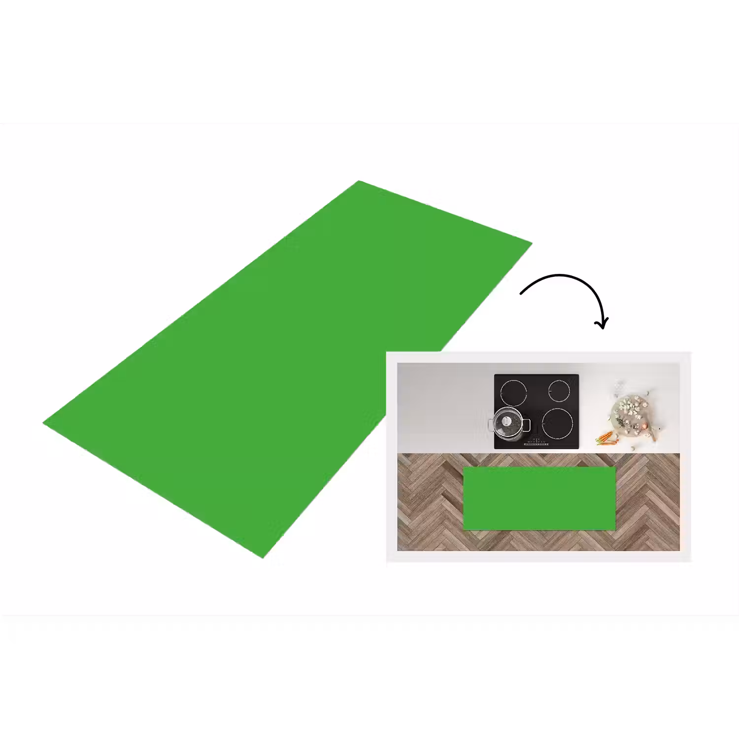 Kelly - Green - Groen Keukenloper - keukenmat middel 536 -3d