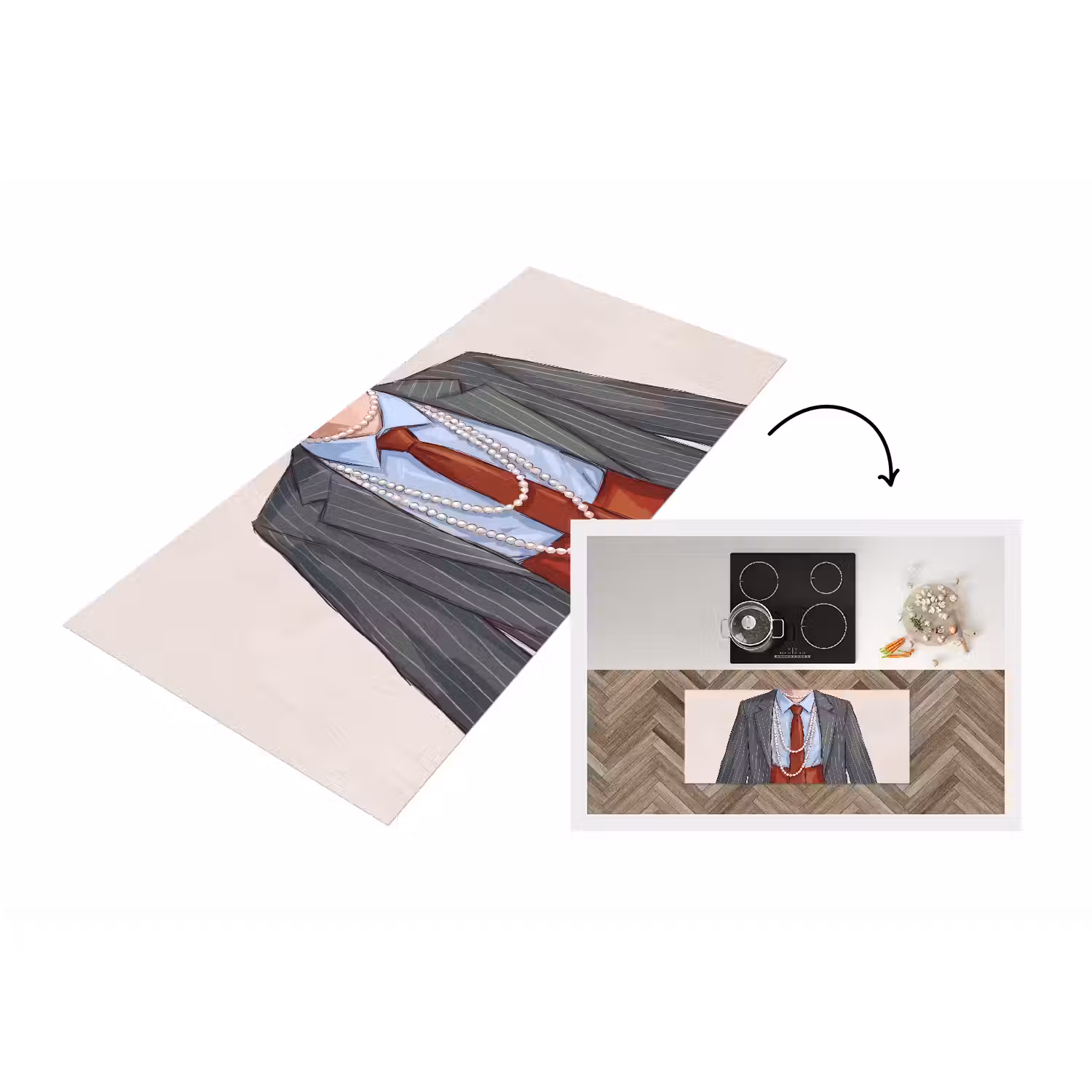 Kleding - Strik - Parels - Klassiek - Mode Keukenloper - keukenmat middel -3d