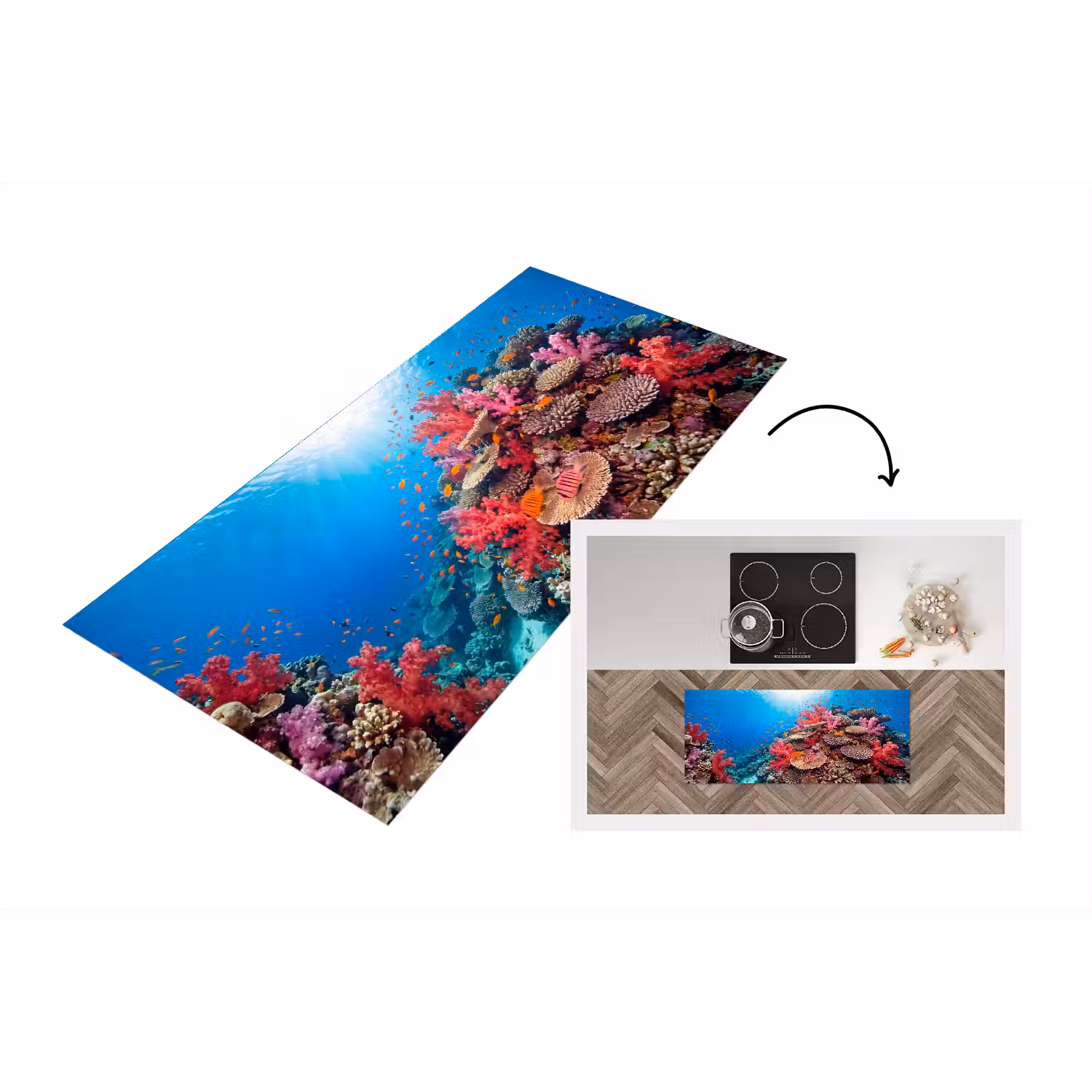 Koraalrif - Vissen - Onderwater - Tropisch - Rood Keukenloper - keukenmat middel -3d