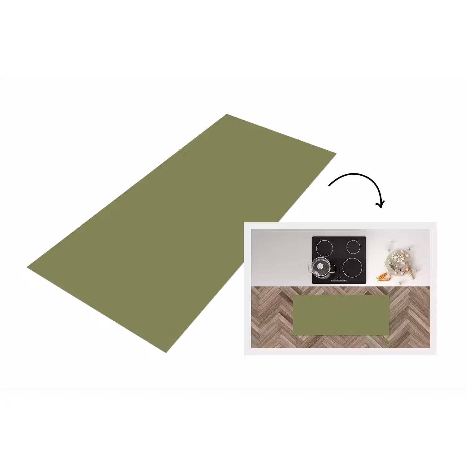 Herbal - Matcha - Groen Keukenloper - keukenmat middel 536 -3d