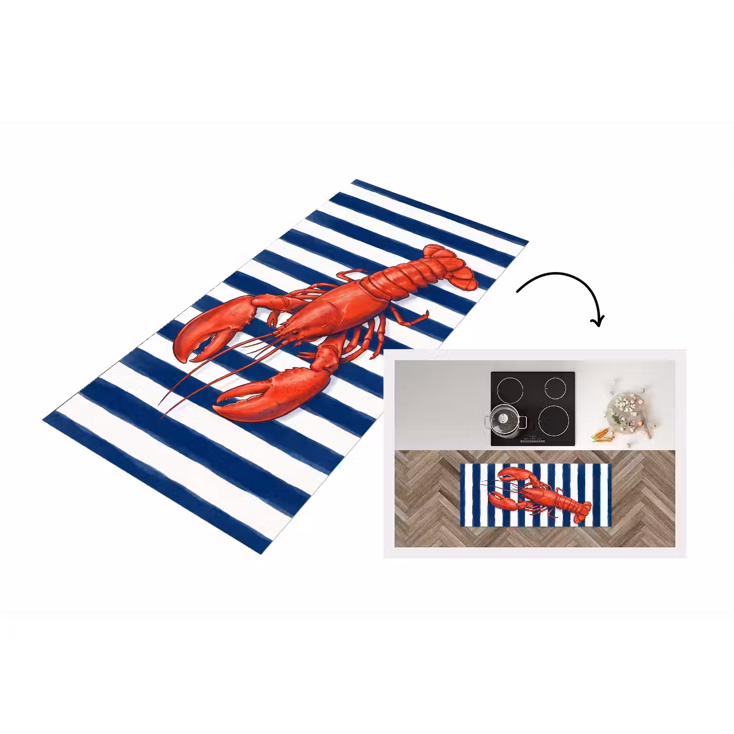 Schaaldier - Kreeft - Marine - Illustratie - Rood Keukenloper - keukenmat middel -3d