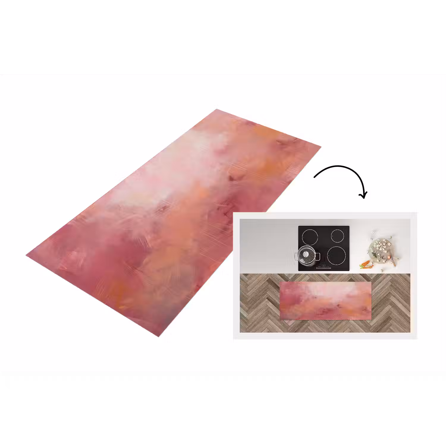Kunst - Vloeiend - Pastel - Abstract Keukenloper - keukenmat middel -3d