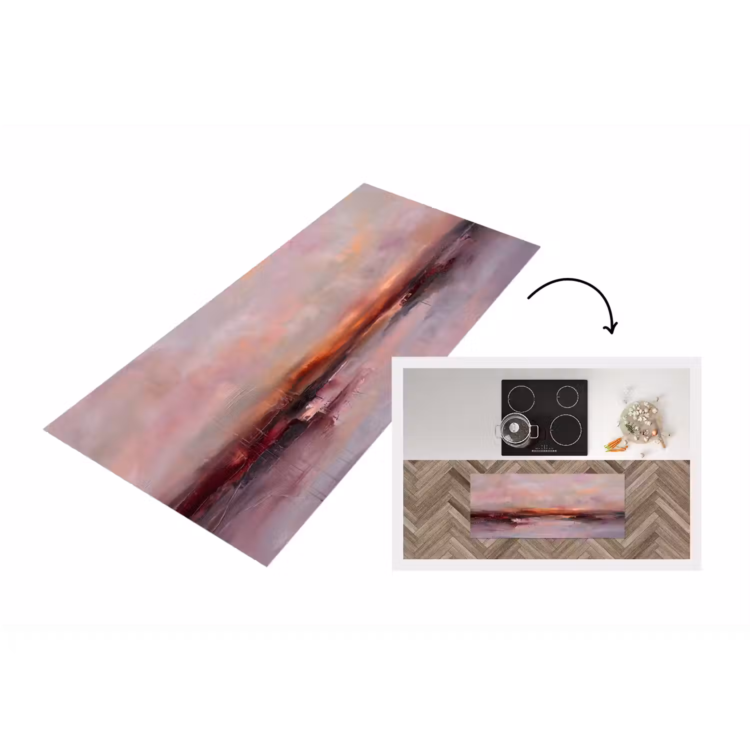 Landschap - Zonsondergang - Abstract - Modern - Roze Keukenloper - keukenmat middel -3d