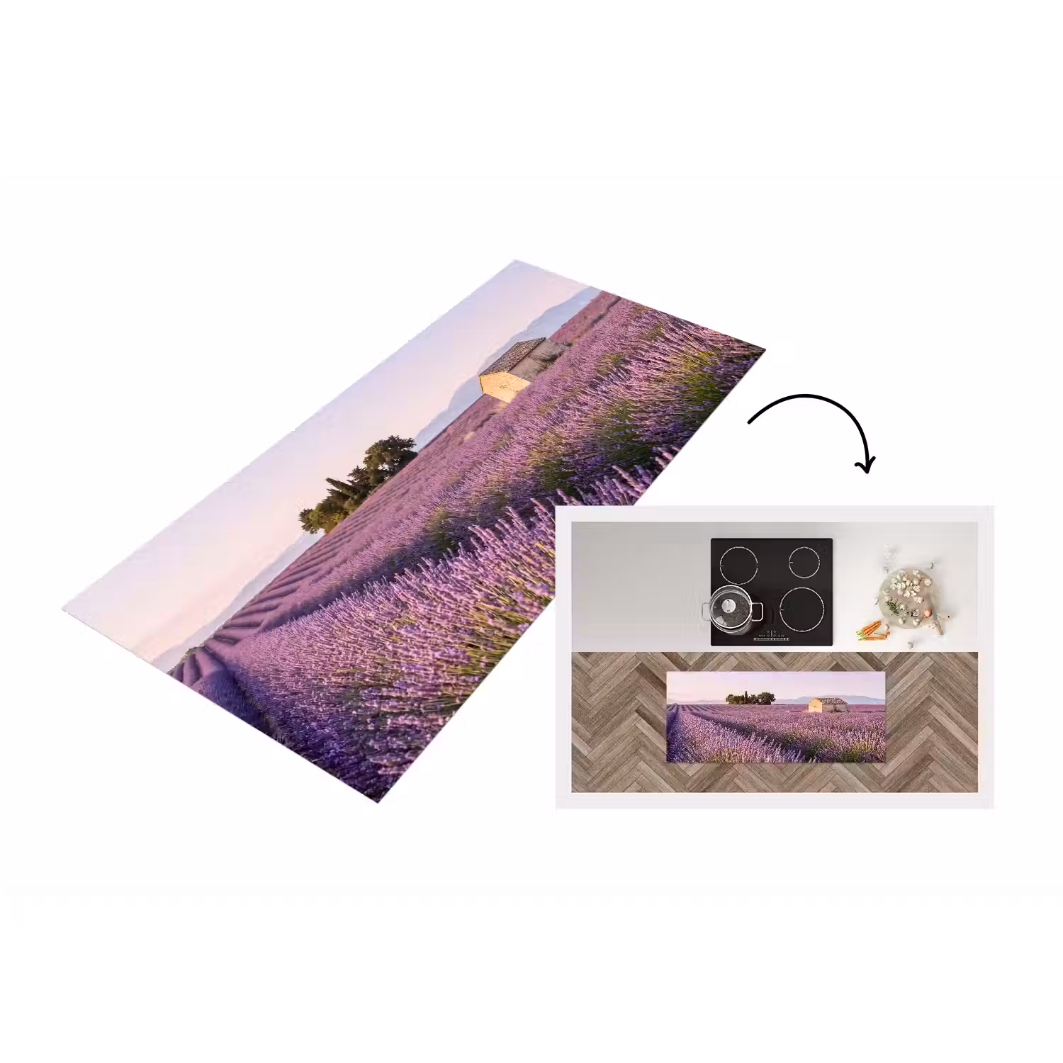 Lavendel - Landschap - Sereen - Paars Keukenloper - keukenmat middel -3d