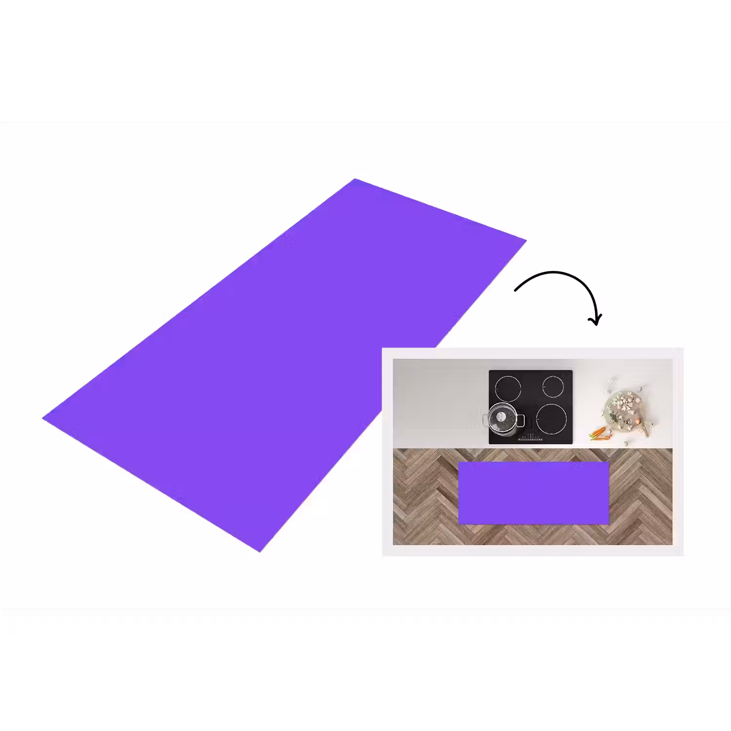 Vivid - Violet - Paars Keukenloper - keukenmat middel 536 -3d