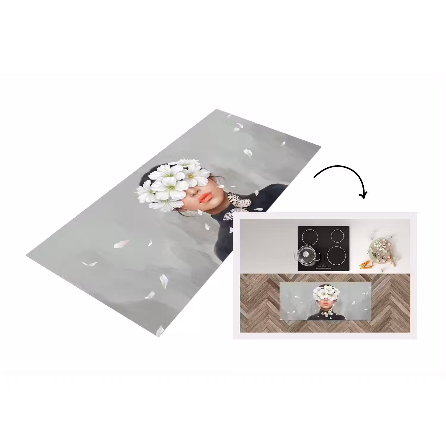 Lelies - Portret - Wit Keukenloper - keukenmat middel -3d