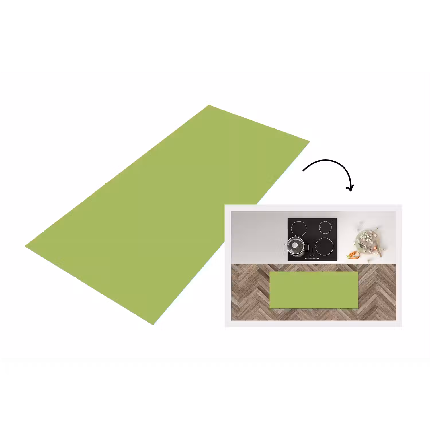 Lime - Glow - Groen Keukenloper - keukenmat middel 536 -3d