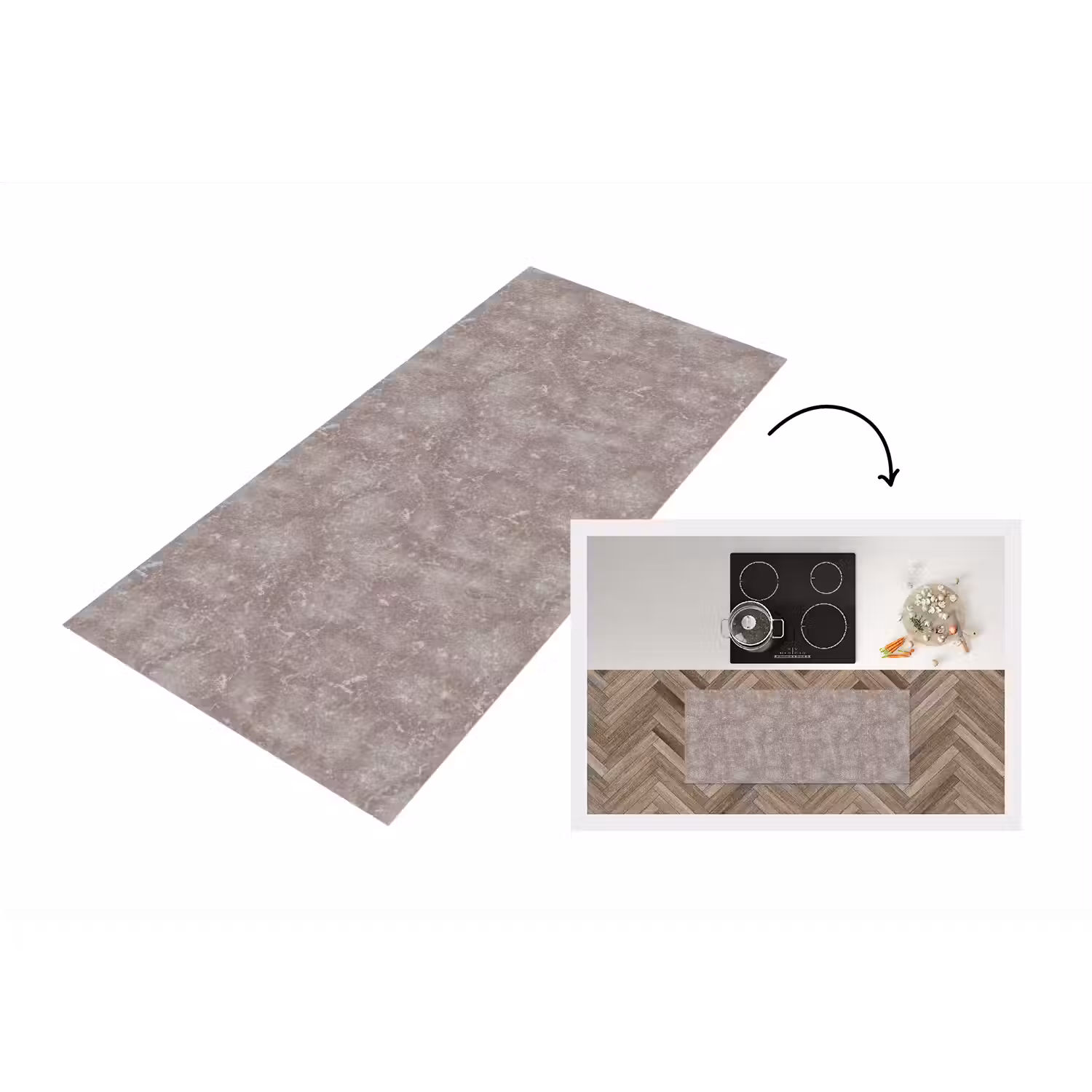 Marmer - Patroon - Mauve Keukenloper - keukenmat middel 536 -3d