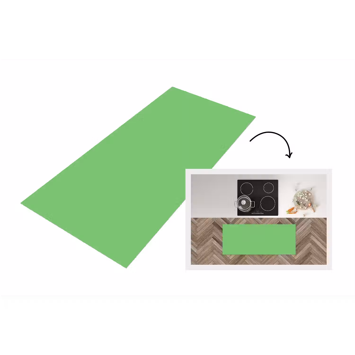 Meadow - Green - Groen Keukenloper - keukenmat middel 536 -3d