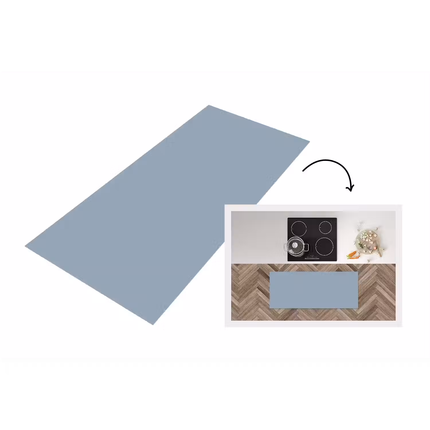 Mellow - Breeze - Blauw Keukenloper - keukenmat middel 536 -3d