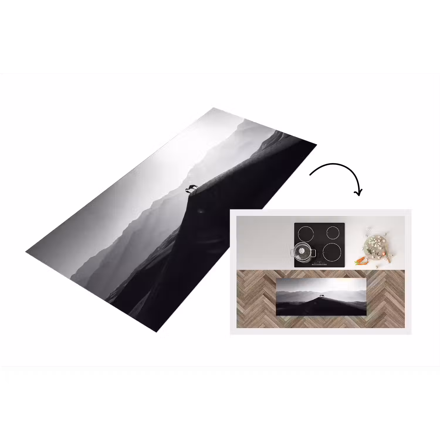 Mens - Kameel - Zandduin - Natuur - Monochroom Keukenloper - keukenmat middel -3d