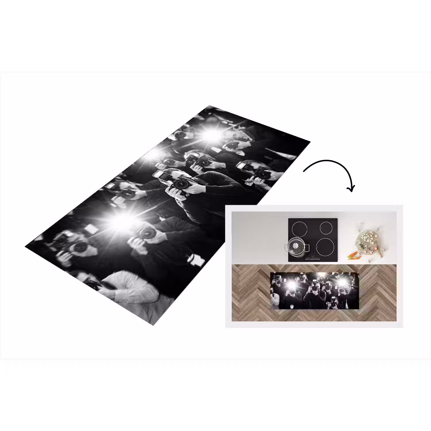 Mensen - Camera - Flitslicht - Zwart-wit - Media Keukenloper - keukenmat middel -3d