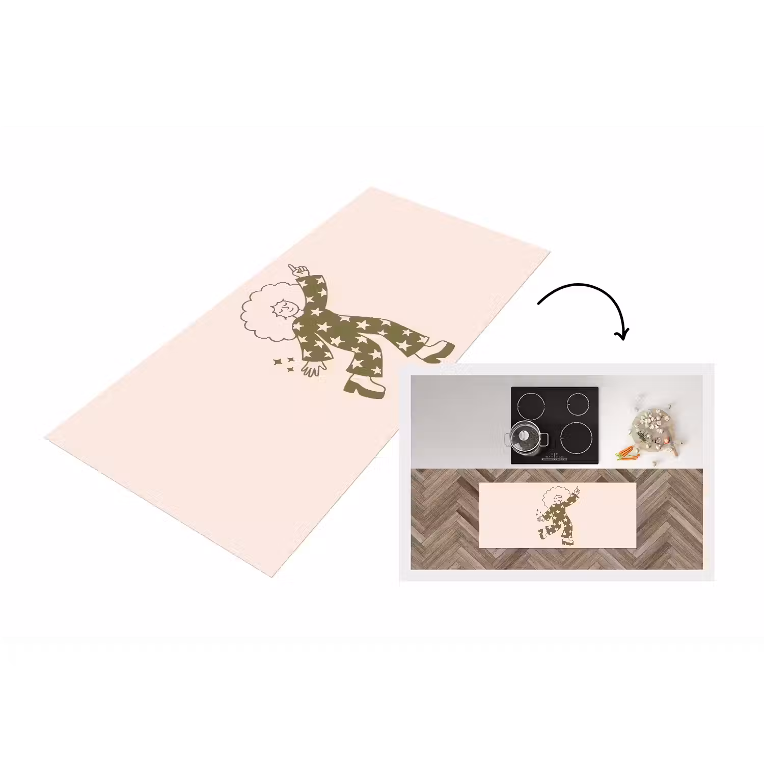 Mensen - Dansend - Feest - Vintage - Groen Keukenloper - keukenmat middel -3d
