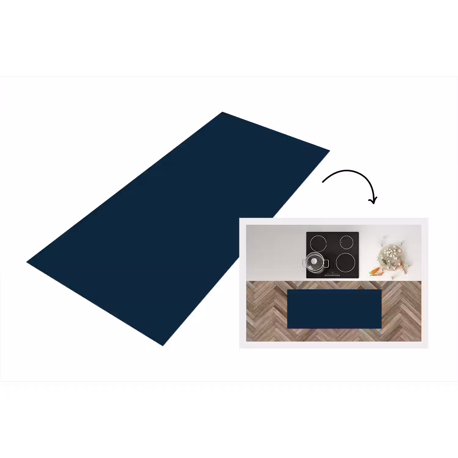 Midnight - Blue - Blauw Keukenloper - keukenmat middel 536 -3d
