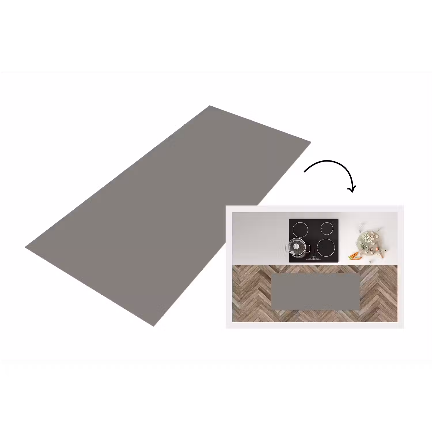 Mineral - Grey - Grijs Keukenloper - keukenmat middel 536 -3d
