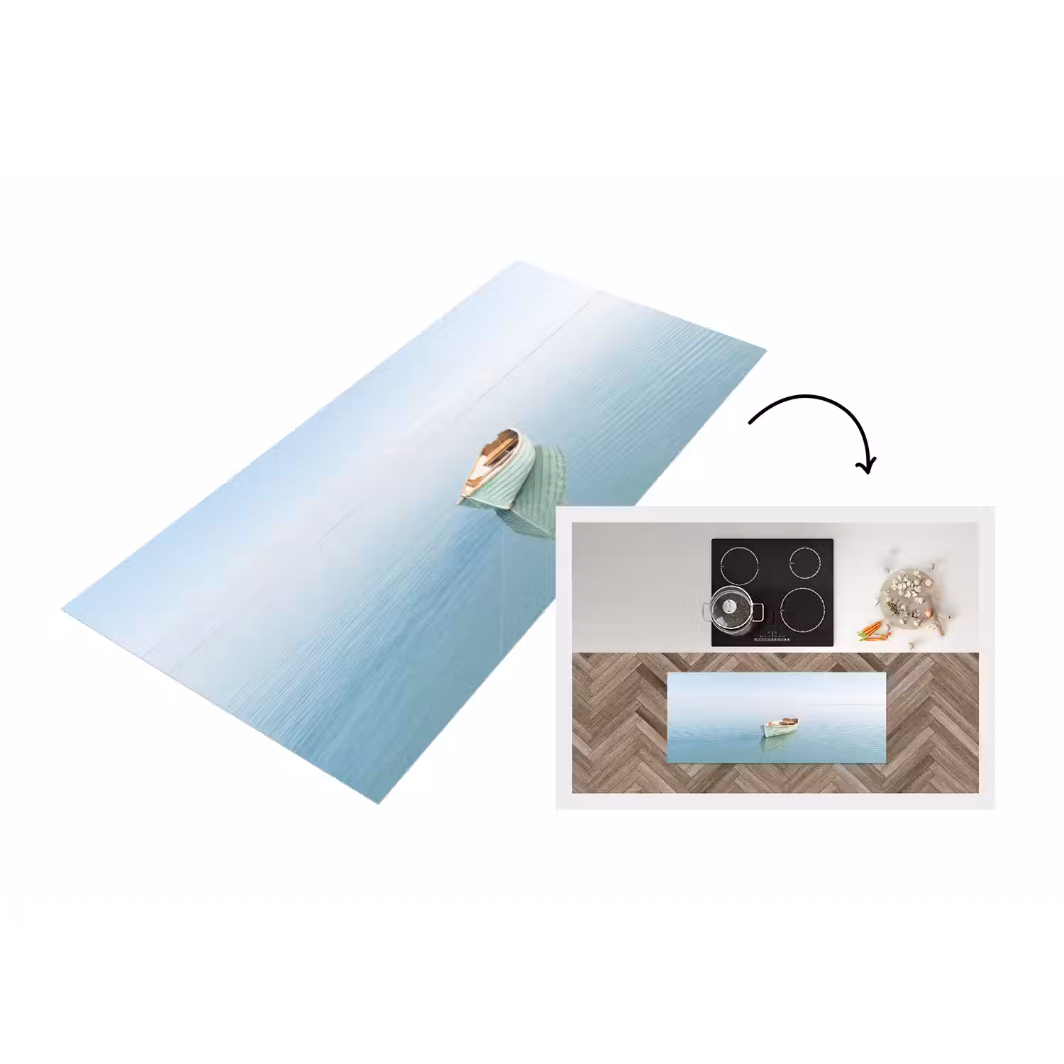 Minimalistisch - Boot - Zee Keukenloper - keukenmat middel -3d
