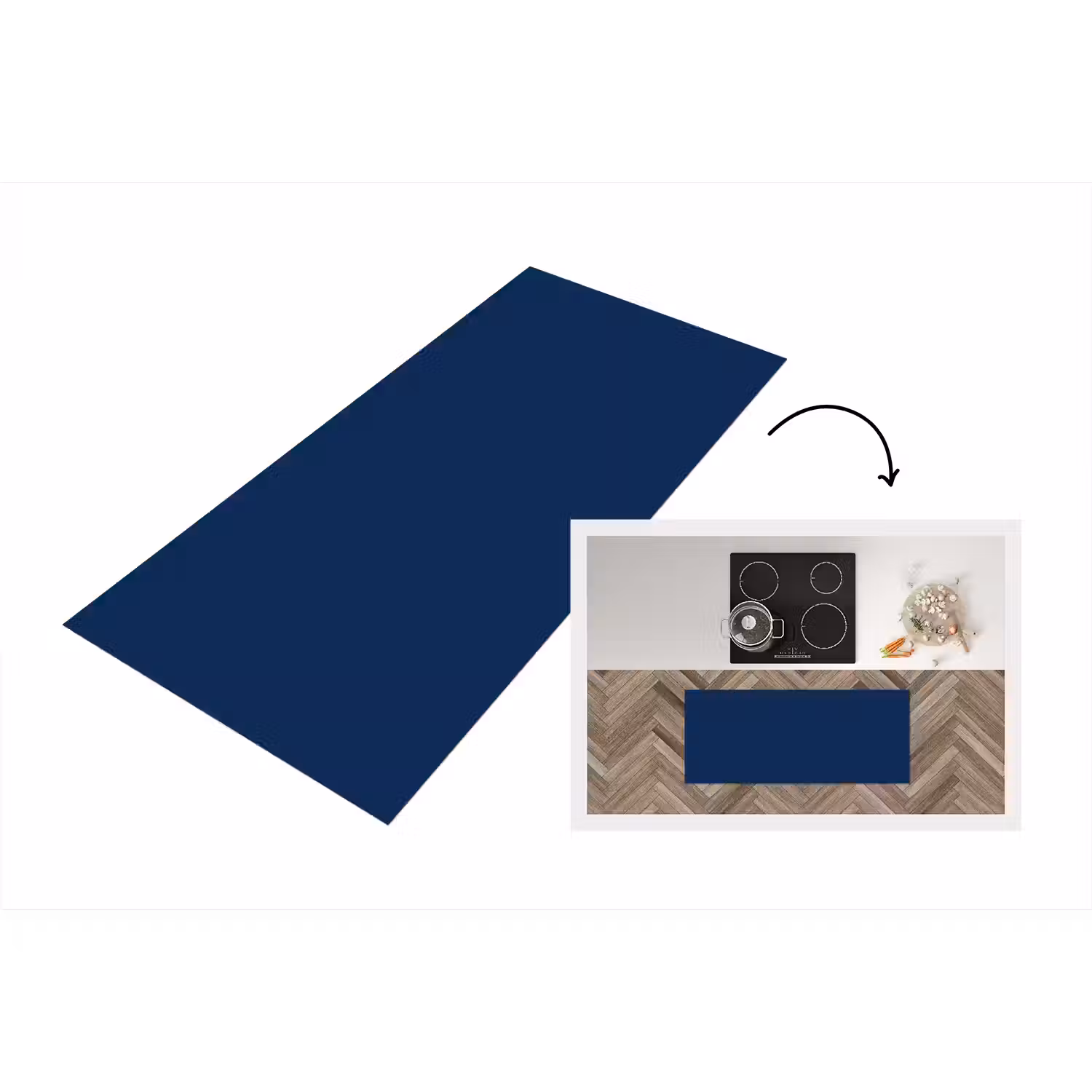 Midnight - Navy - Blauw Keukenloper - keukenmat middel 536 -3d