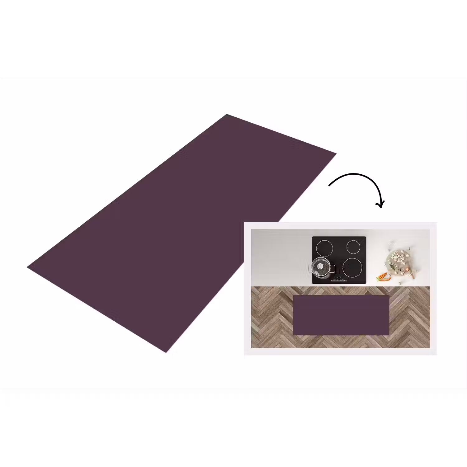 Midnight - Plum - Paars Keukenloper - keukenmat middel 536 -3d