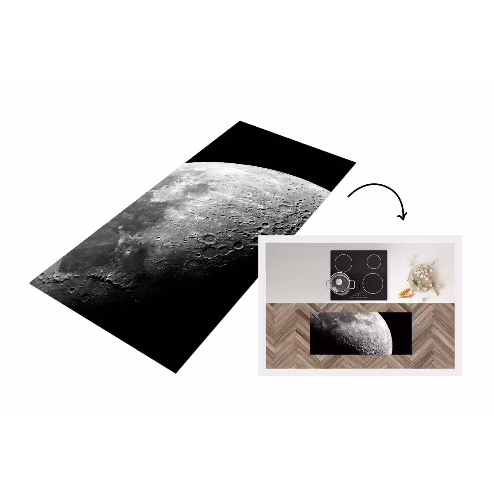 Küchenläufer - Mond – Krater – Weltraum - Maan - Kraters - Ruimte Keukenloper - keukenmat middel
