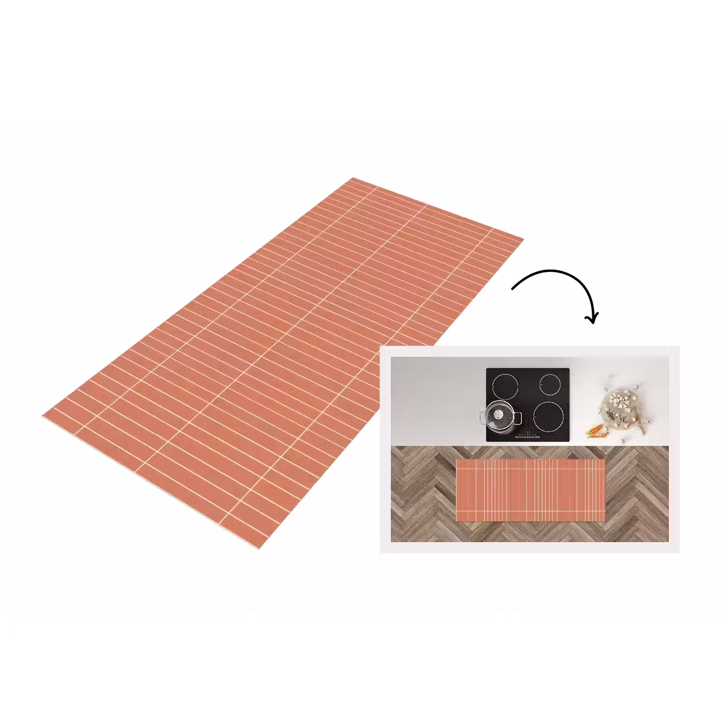 Patroon - Tegels - Terracotta Keukenloper - keukenmat middel 536 -3d