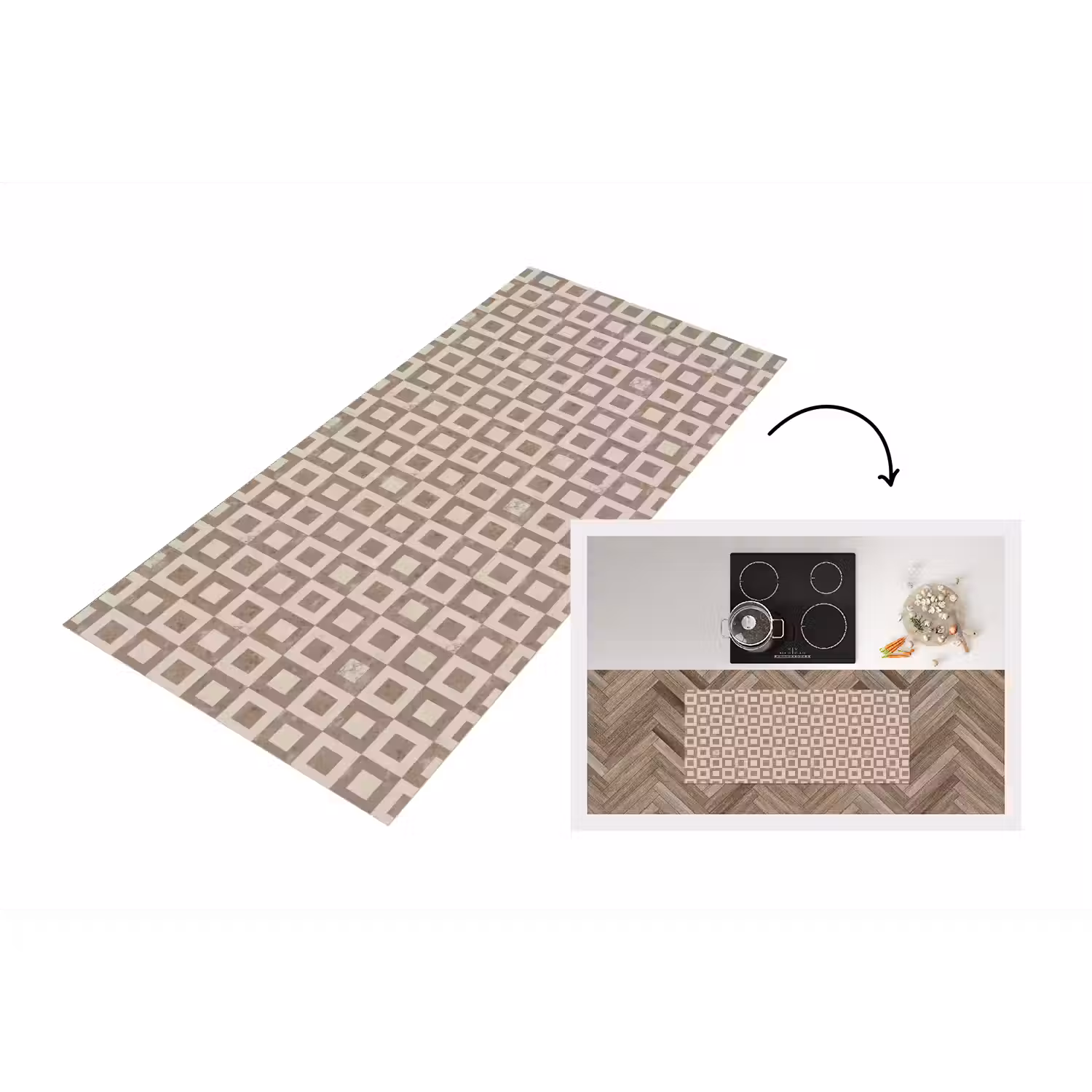 Patroon - Marmer - Beige Keukenloper - keukenmat middel 536 -3d