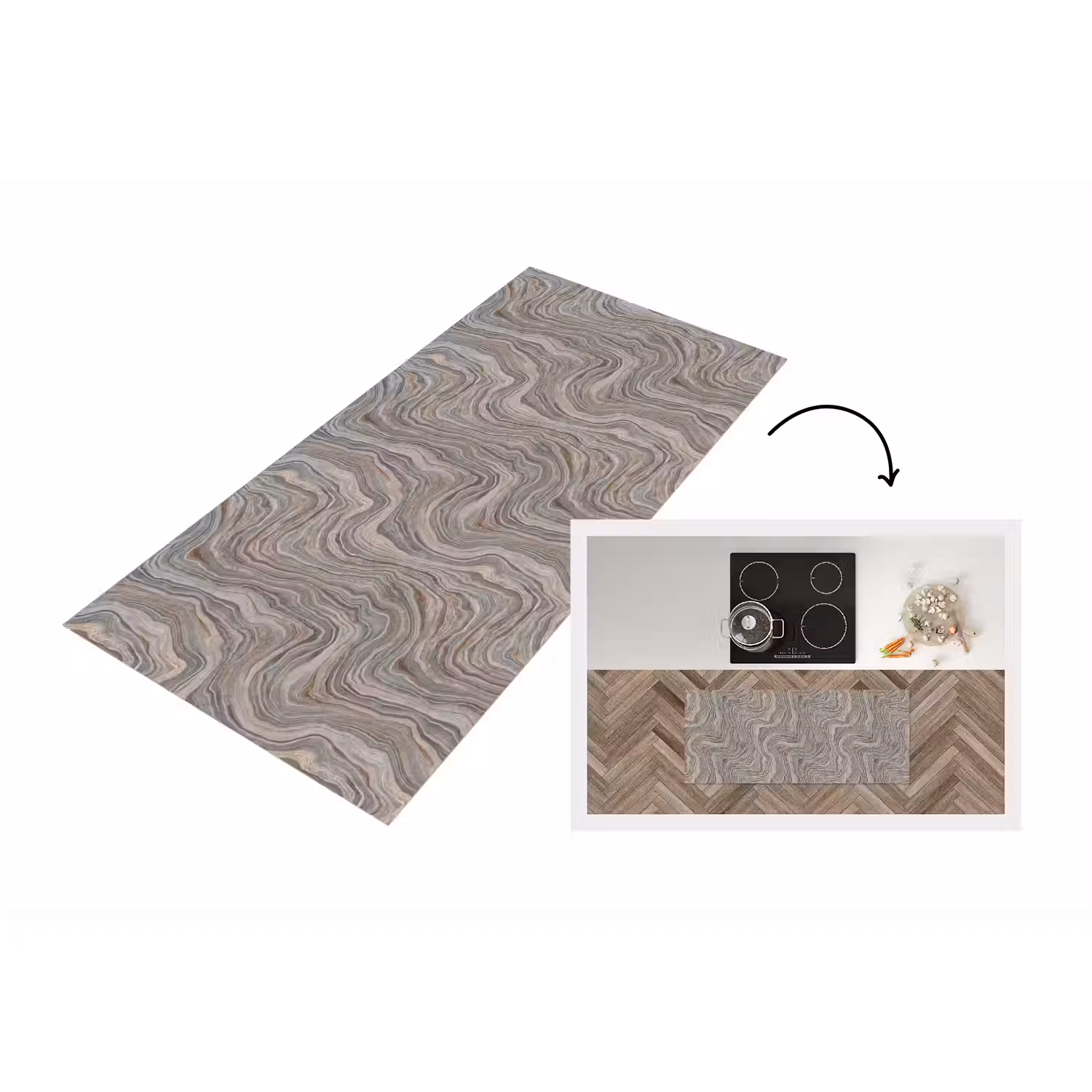 Patroon - Textuur - Grijs Keukenloper - keukenmat middel 536 -3d