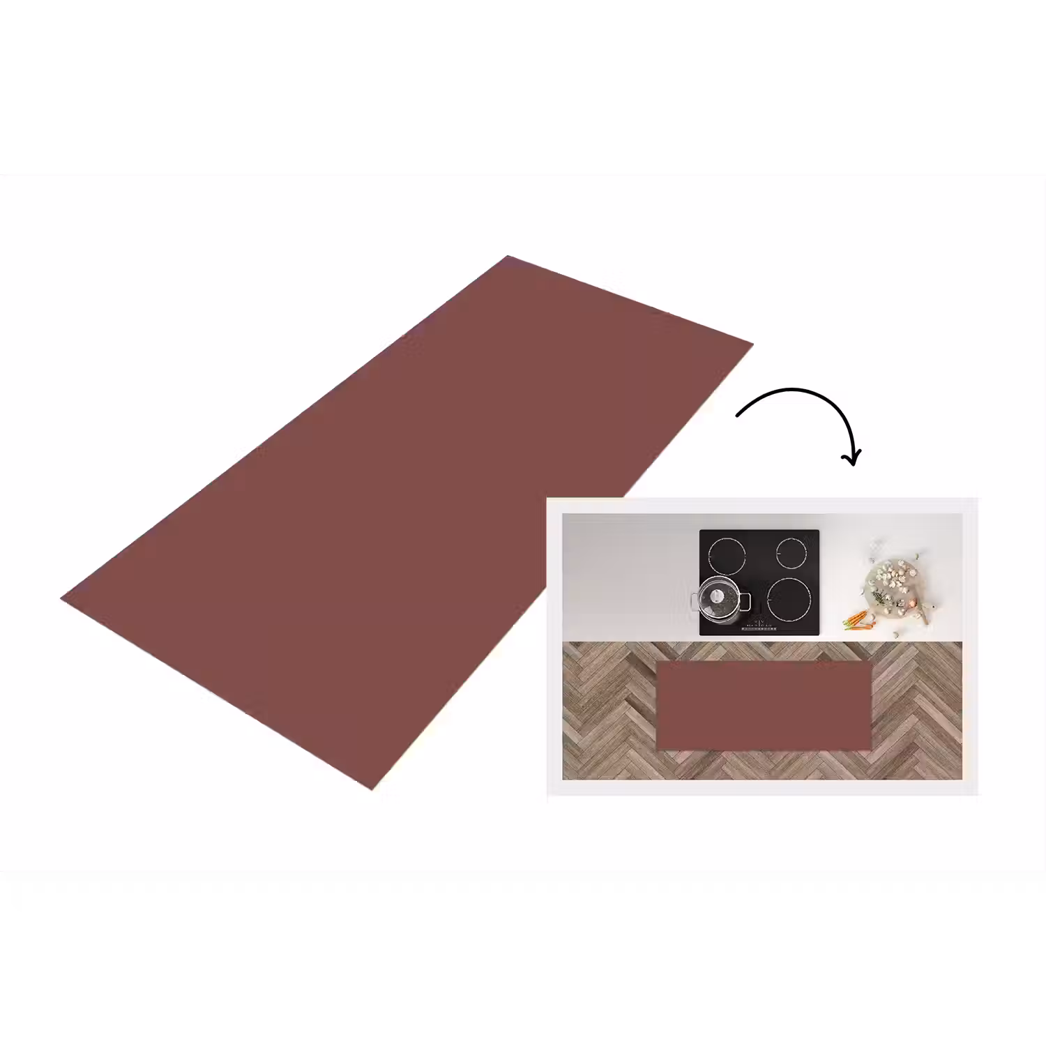 Muted - Raisin - Rood Keukenloper - keukenmat middel 536 -3d