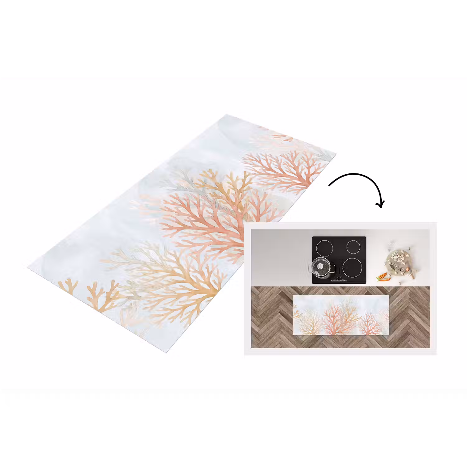Natuur - Abstract - Aquarel - Organisch - Warm Keukenloper - keukenmat middel -3d