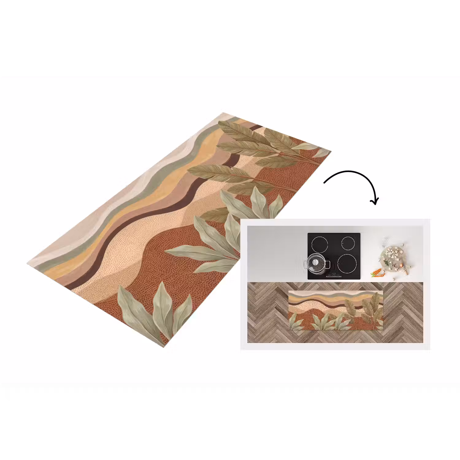 Natuur - Bladeren - Landschap - Abstract - Aardetinten Keukenloper - keukenmat middel -3d