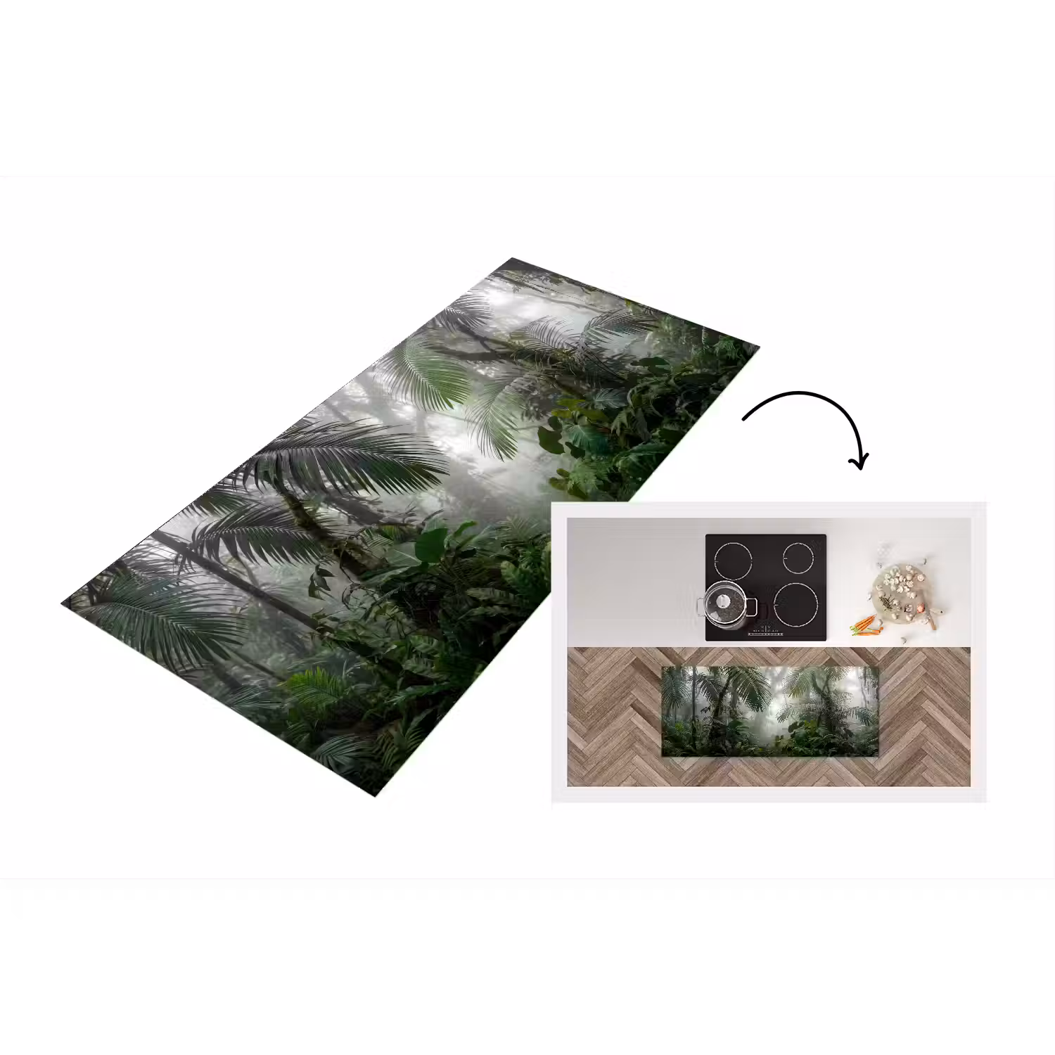 Natuur - Jungle - Mist - Tropisch - Groen Keukenloper - keukenmat middel -3d