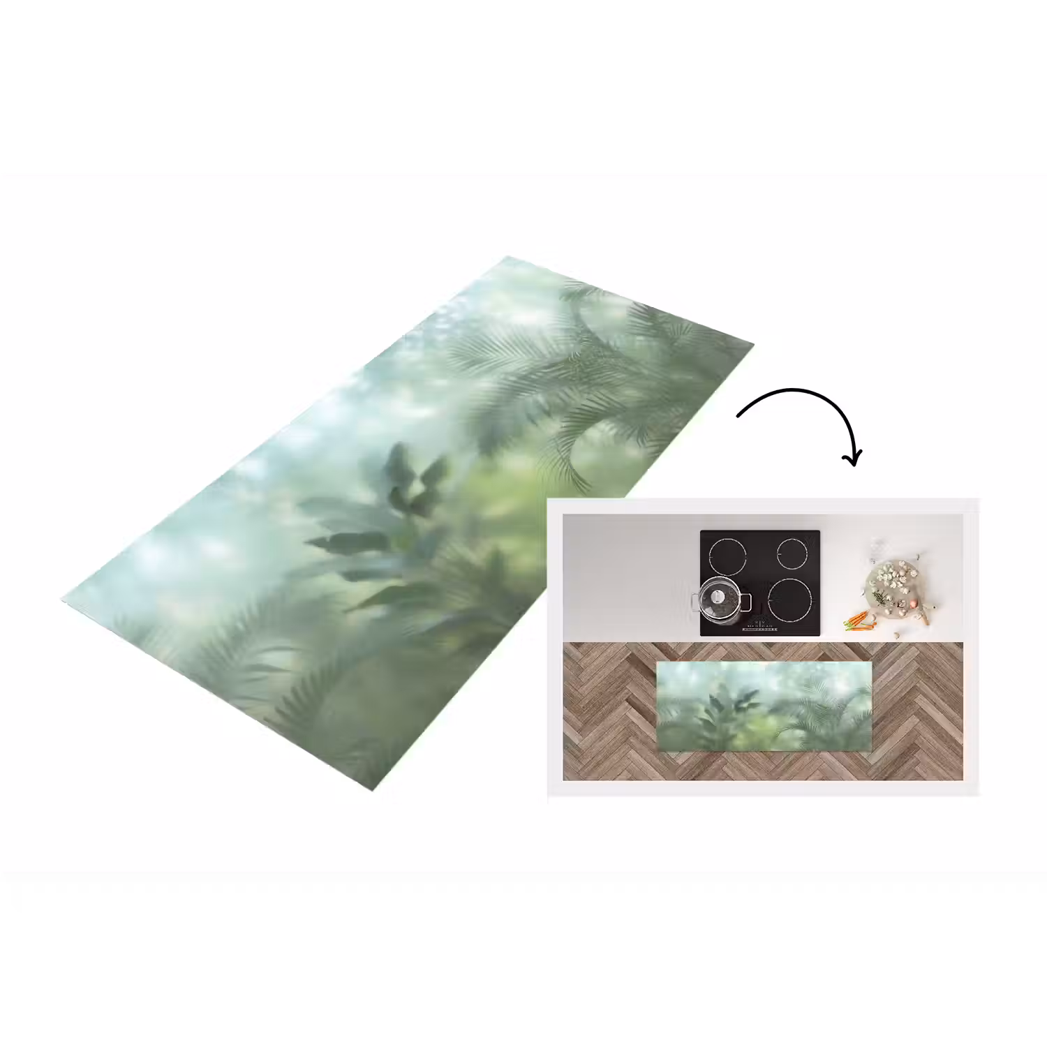 Natuur - Vervaagd - Groen - Abstract - Modern Keukenloper - keukenmat middel -3d
