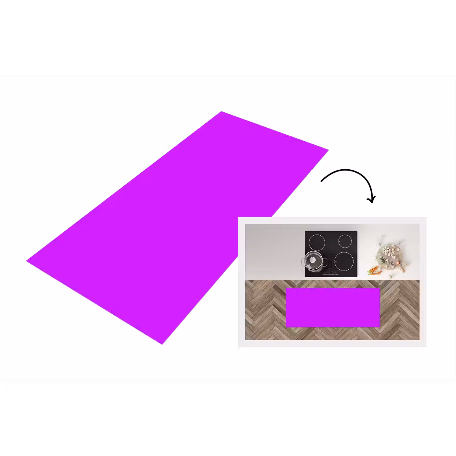 Neon - Orchid - Paars Keukenloper - keukenmat middel 536 -3d