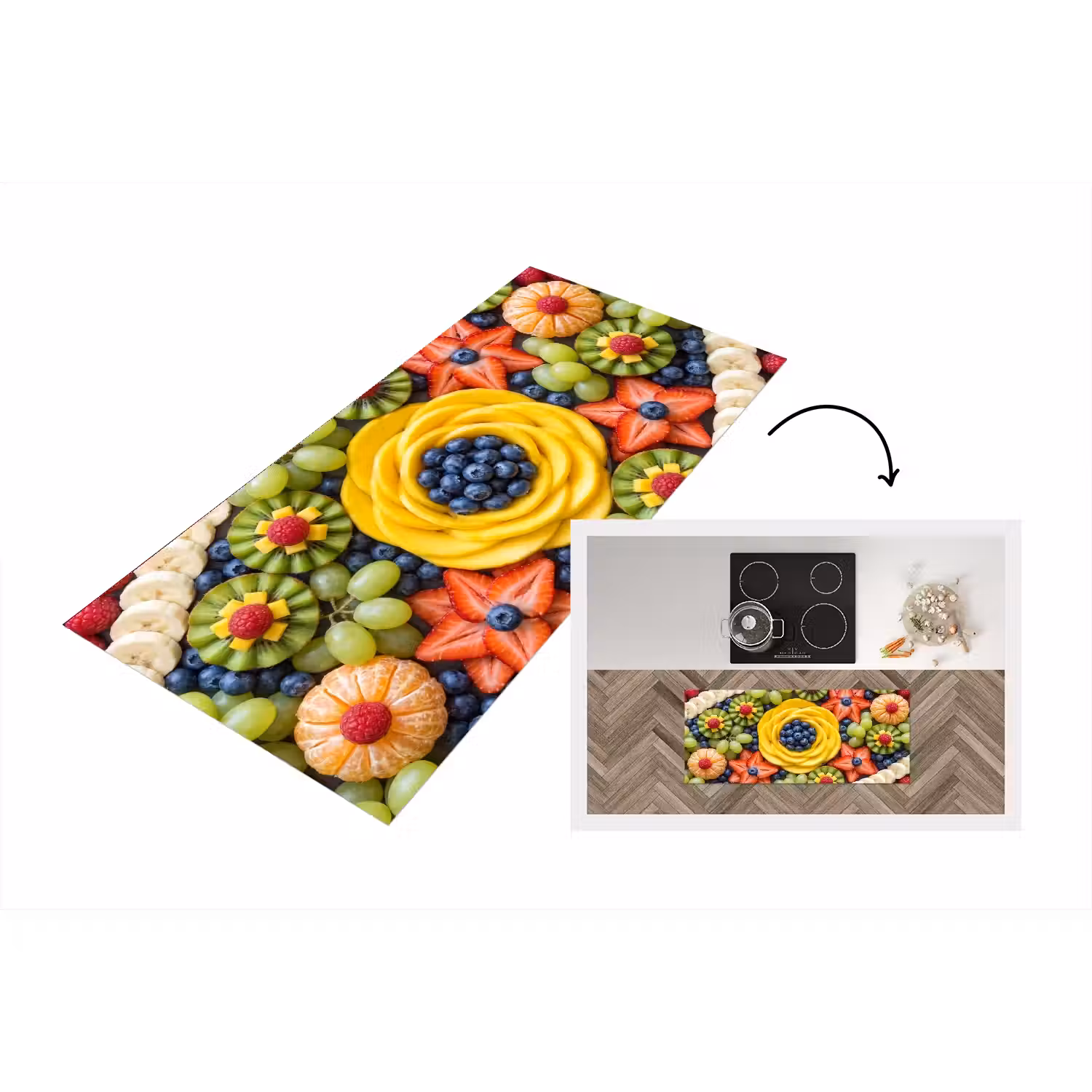 Fruit - Arrangement - Gezond - Kleurrijk - Eten Keukenloper - keukenmat middel -3d