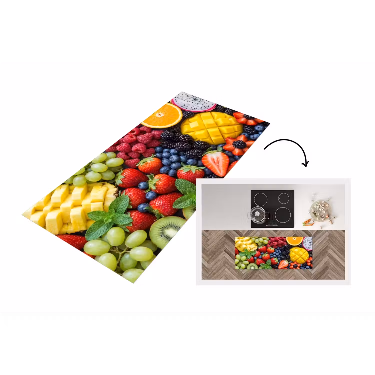 Fruit - Vers - Kleurrijk - Eten Keukenloper - keukenmat middel -3d