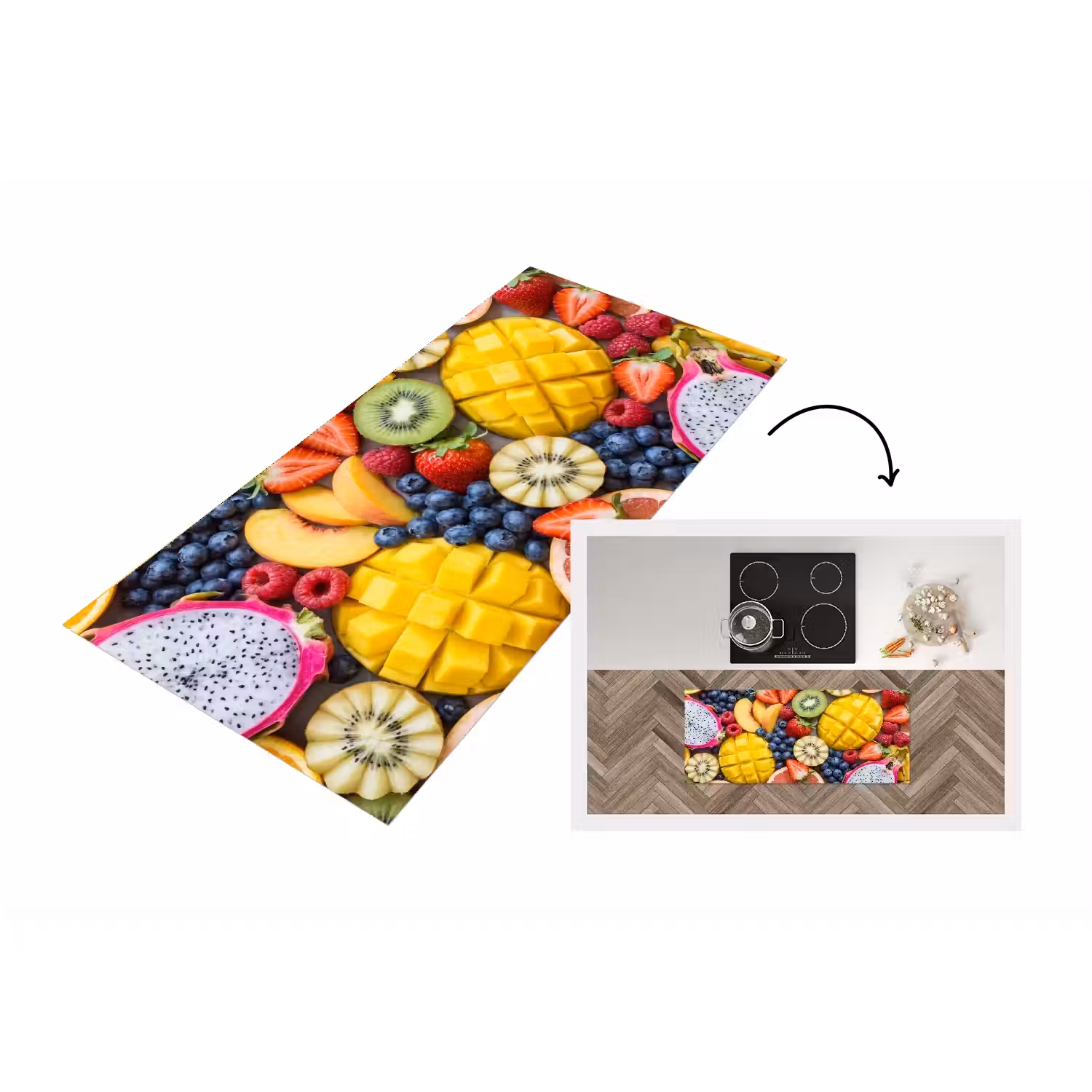 Fruit - Versneden - Kleurrijk - Eten - Gezond Keukenloper - keukenmat middel -3d