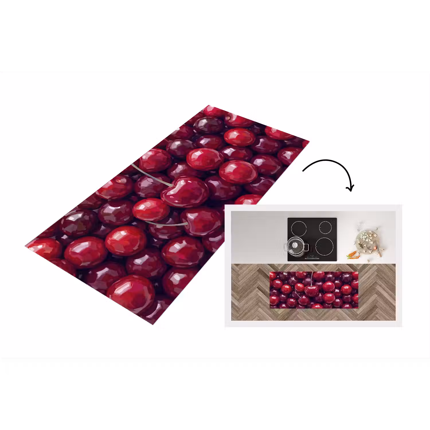 Fruit - Kersen - Eten - Modern - Rood Keukenloper - keukenmat middel -3d