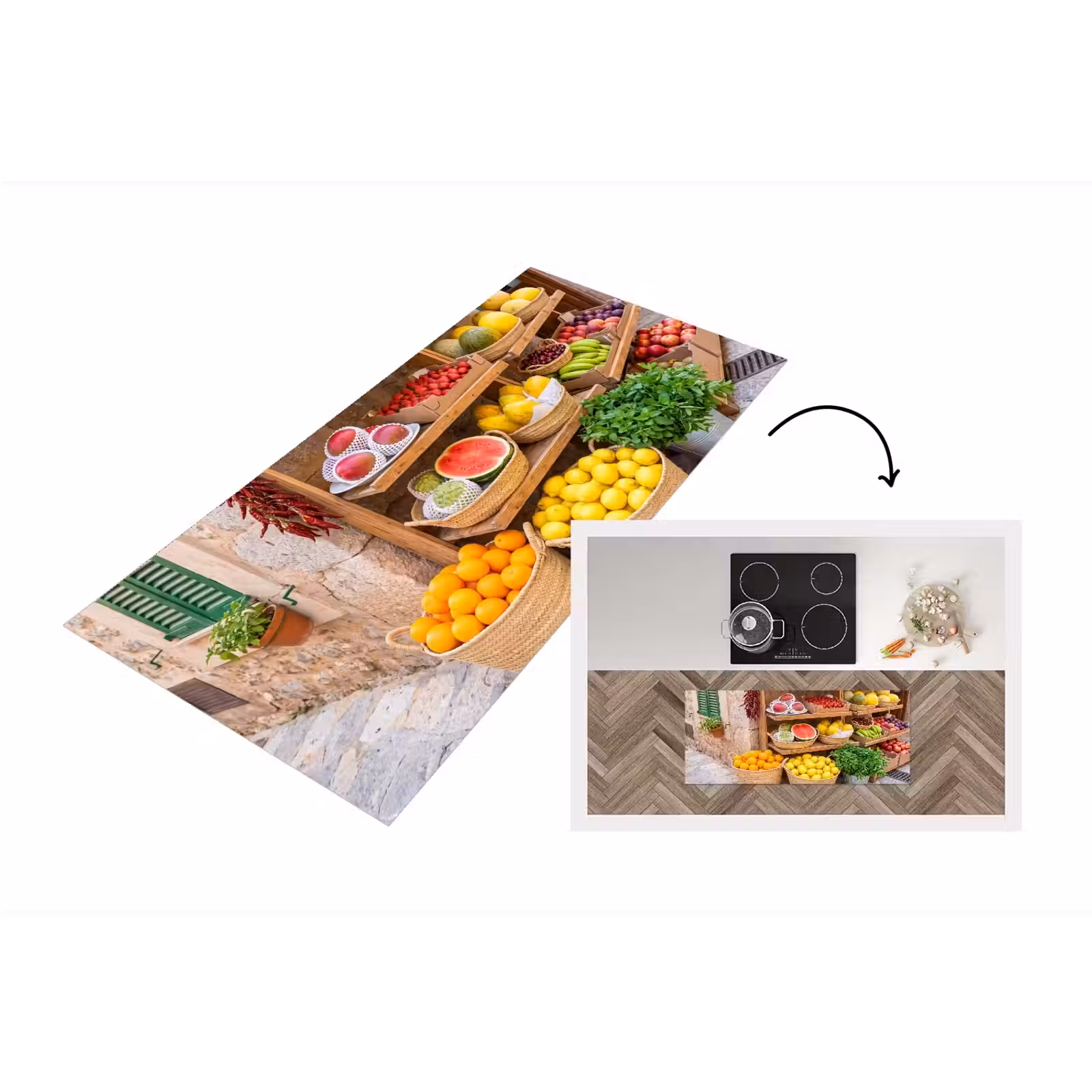 Küchenläufer - Obst – Markt – Frisch - Fruit - Markt - Vers Keukenloper - keukenmat middel