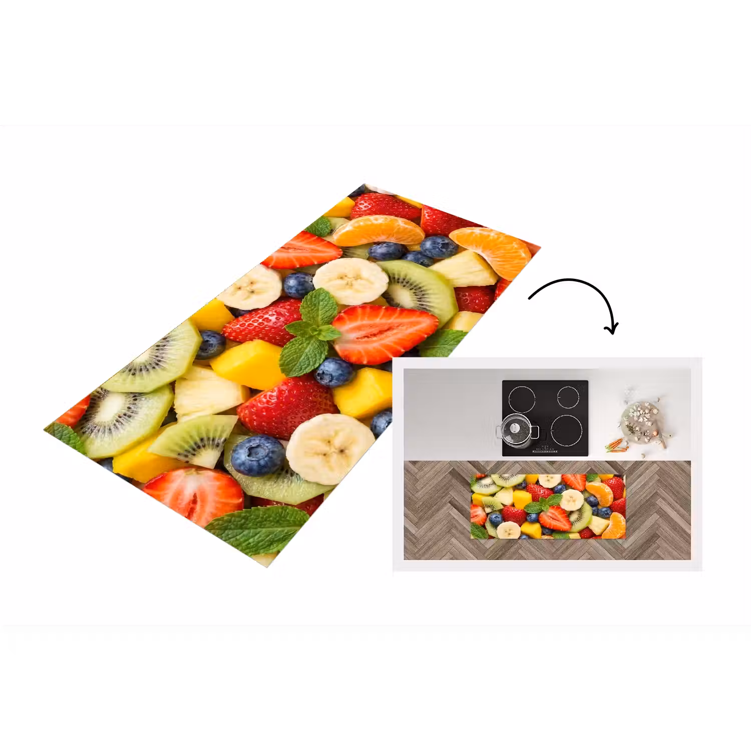 Fruit - Plakjes - Eten - Kleurrijk Keukenloper - keukenmat middel -3d