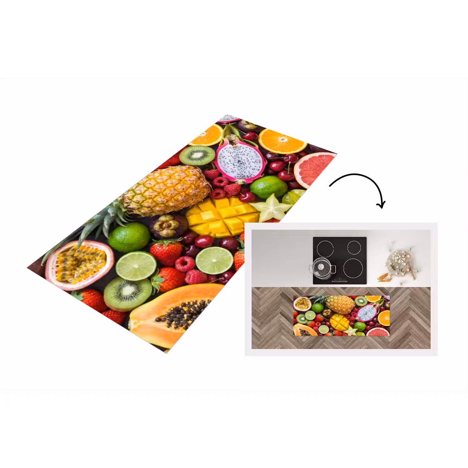 Fruit - Assortiment - Vers - Gezond - Kleurrijk Keukenloper - keukenmat middel -3d