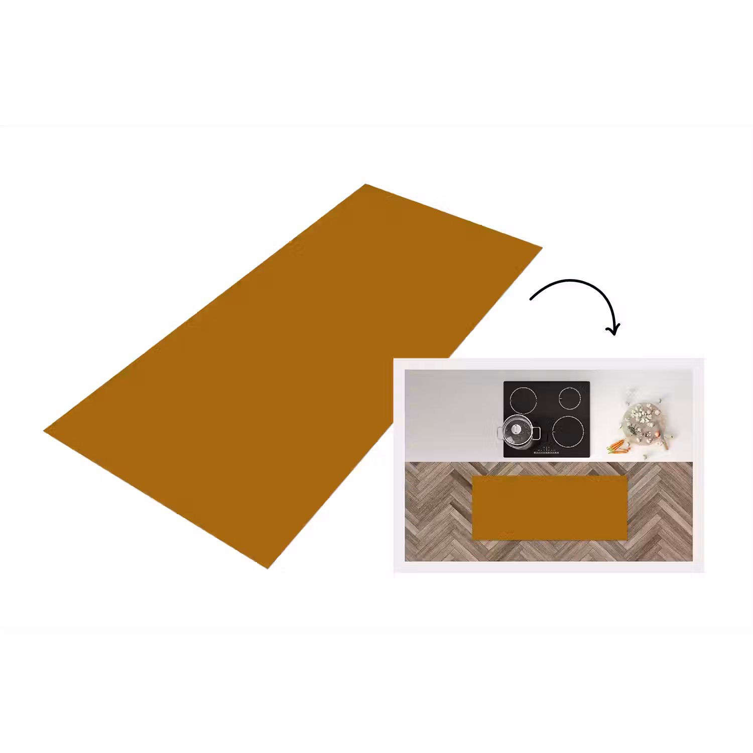 Ocre - Gold - Geel Keukenloper - keukenmat middel 536 -3d