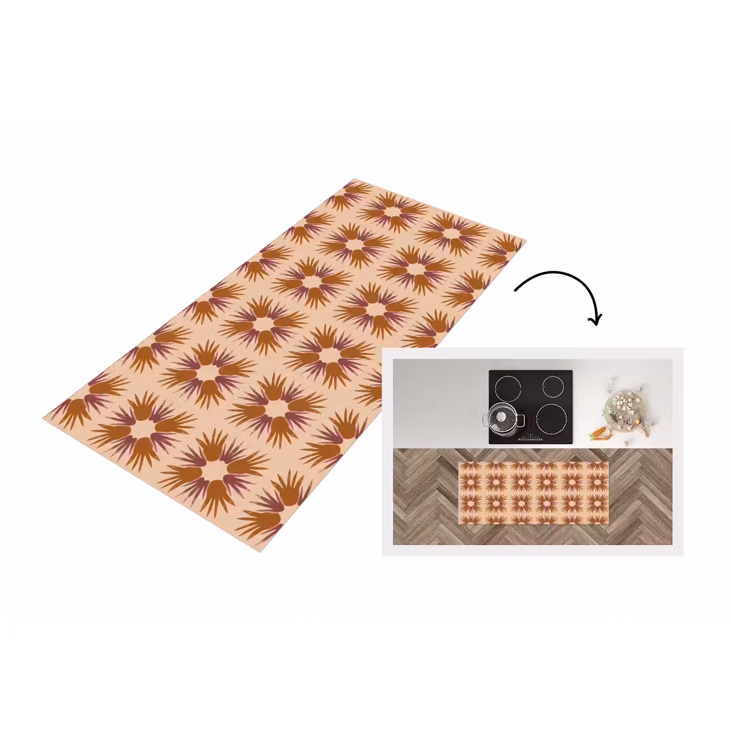 Ornament - Patroon - Oker Keukenloper - keukenmat middel 536 -3d