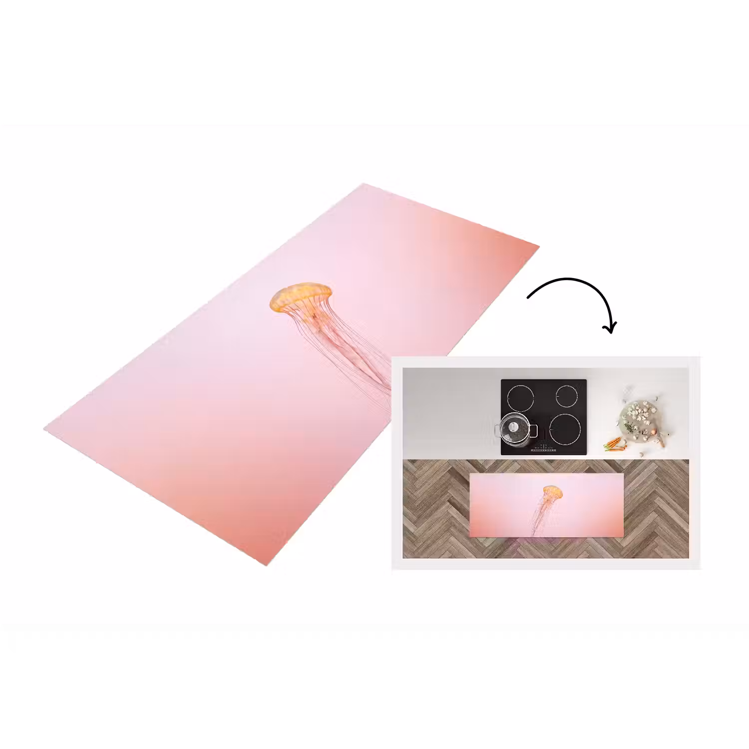 Sierlijk - Kwal - Roze Keukenloper - keukenmat middel -3d