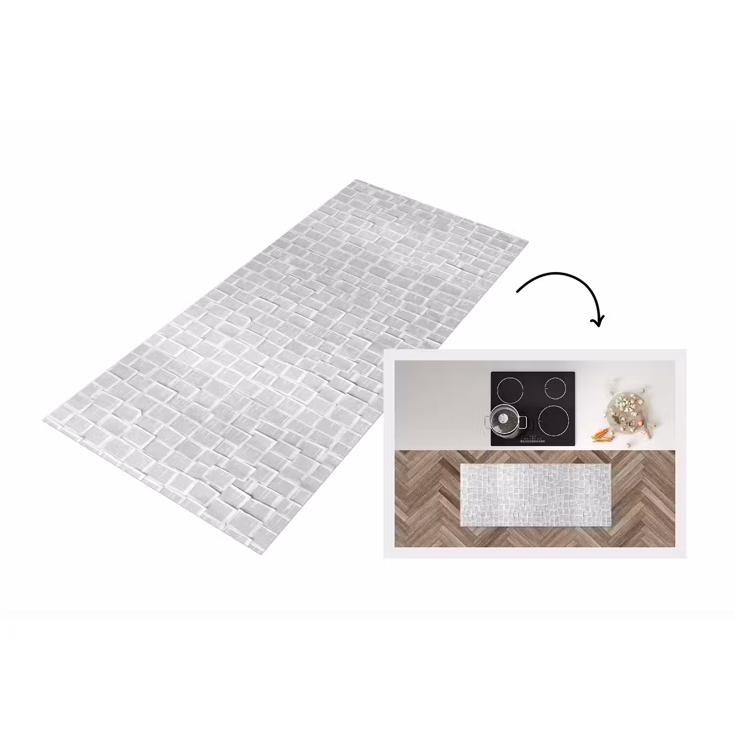 Papier - Overlappend - Textuur - Modern - Wit Keukenloper - keukenmat middel -3d