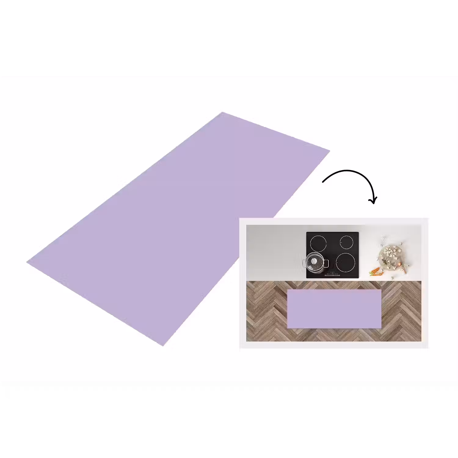 Pastel - Lilac - Paars Keukenloper - keukenmat middel 536 -3d