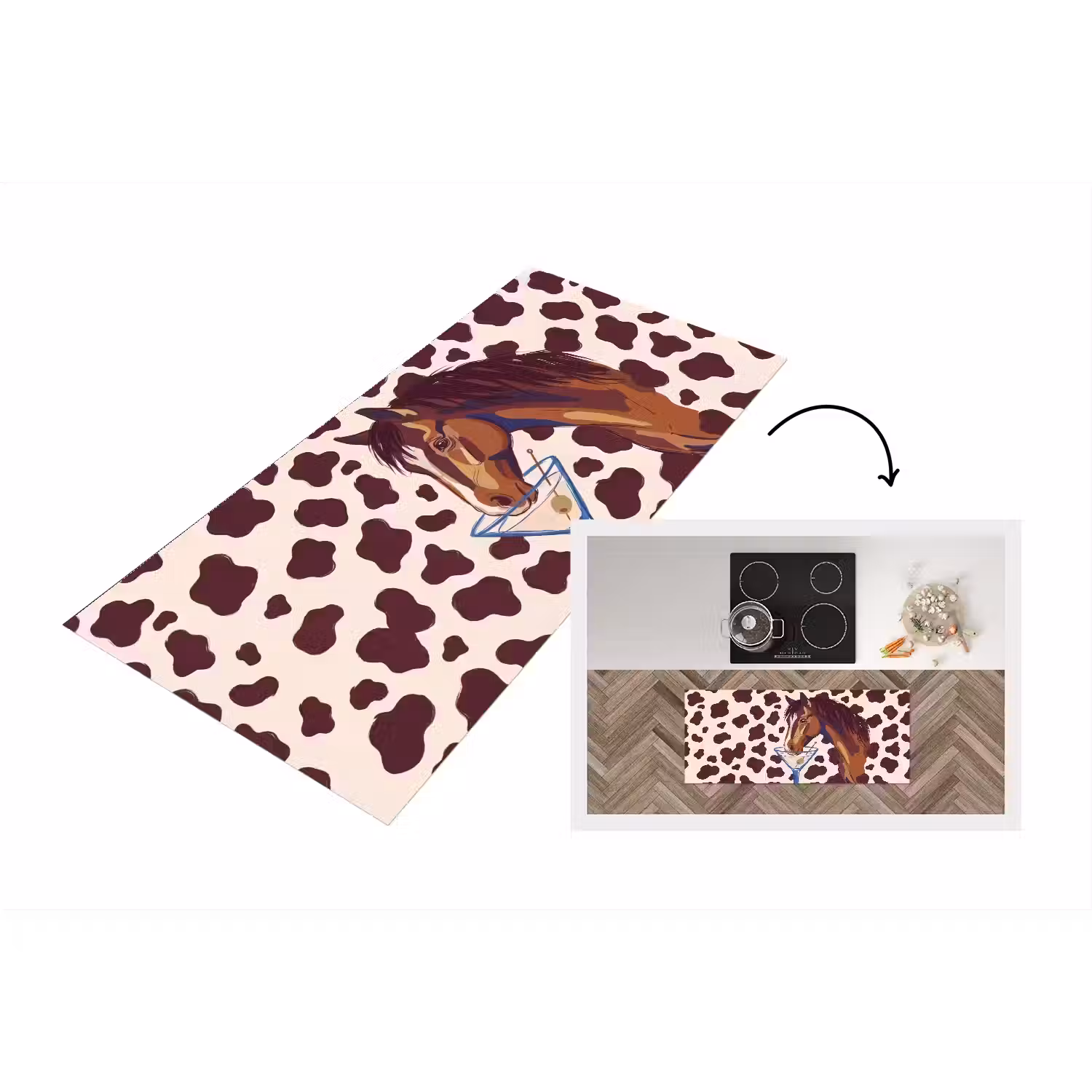 Paard - Martini - Dieren - Abstract - Bruin Keukenloper - keukenmat middel -3d