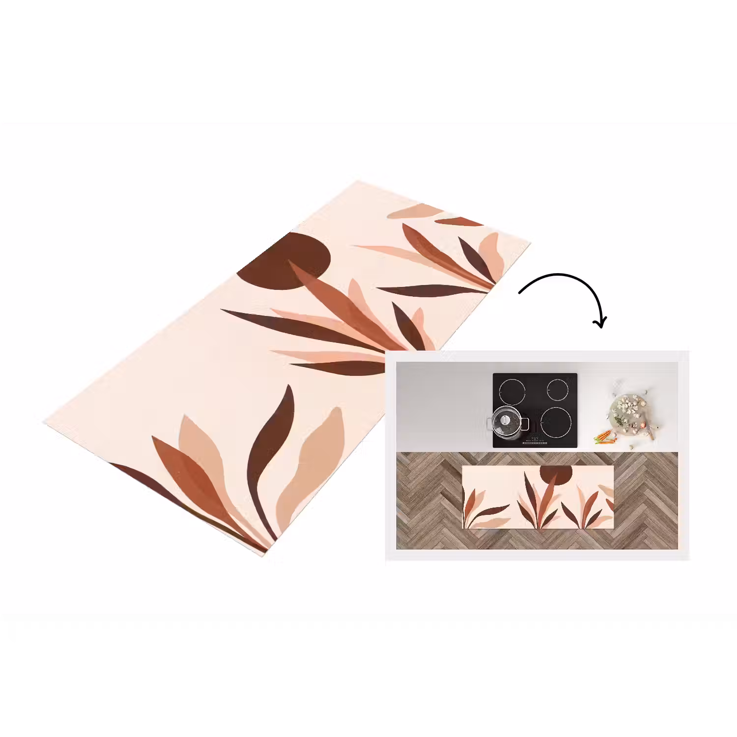 Planten - Abstract - Natuur - Bruin Keukenloper - keukenmat middel -3d