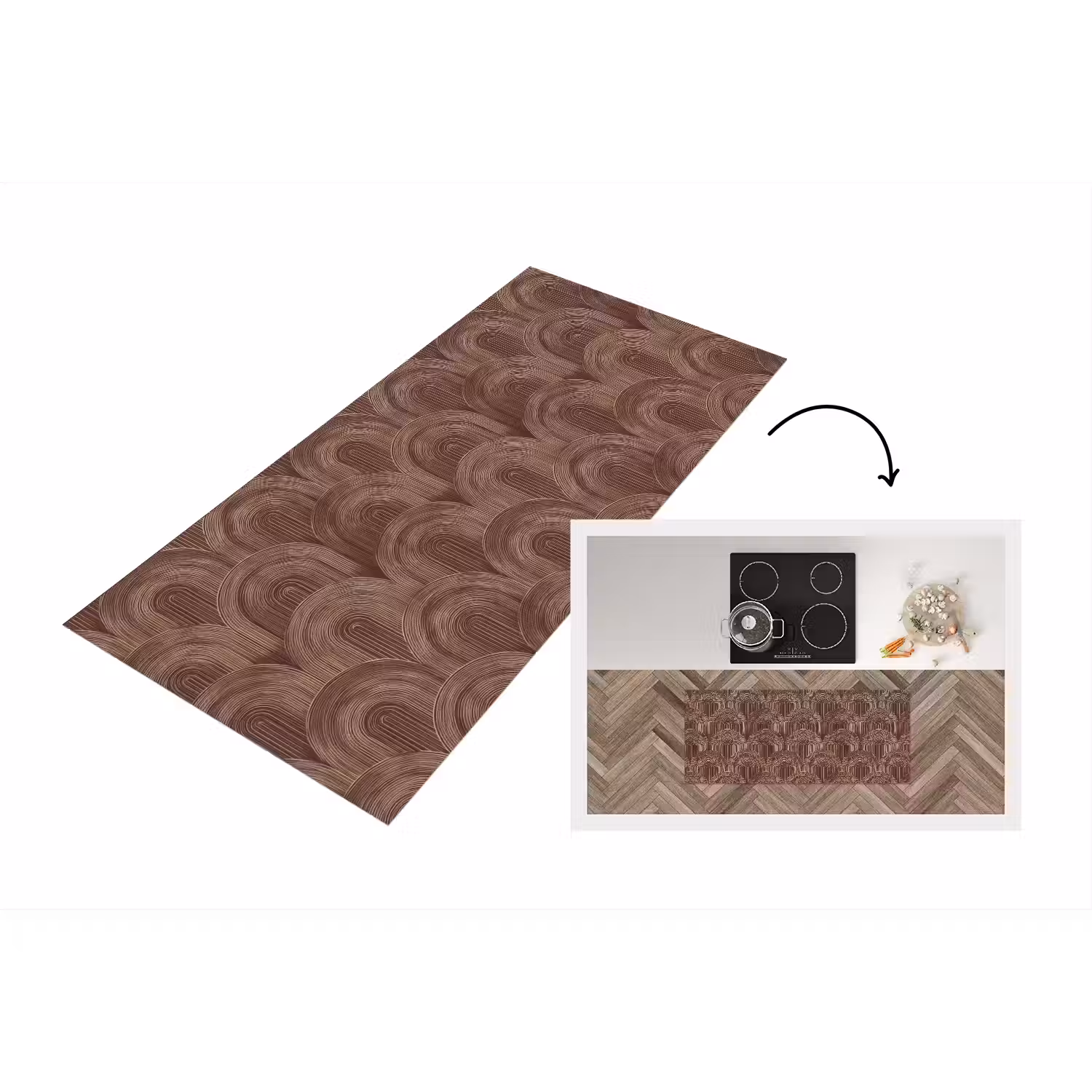 Ritmisch - Effect - Bruin Keukenloper - keukenmat middel 536 -3d
