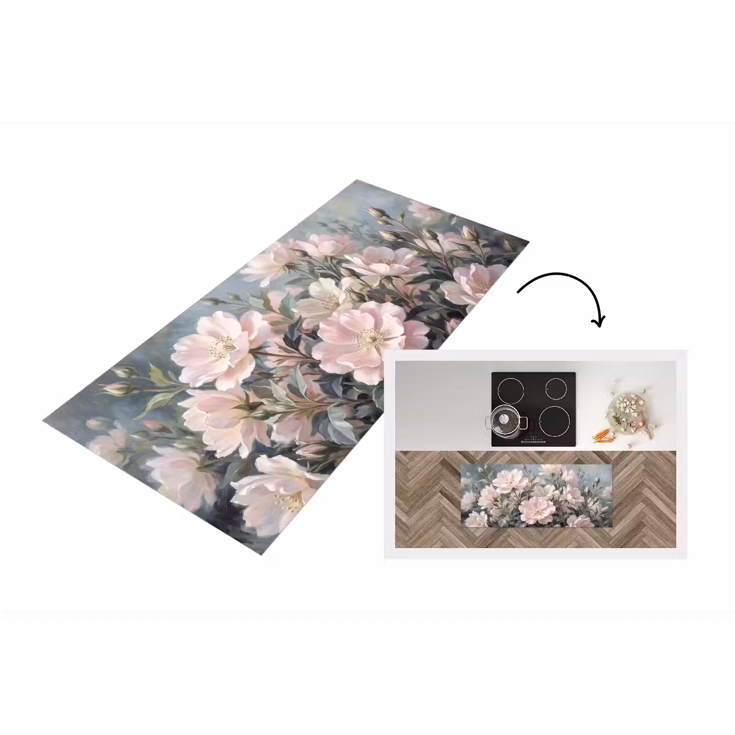 Rozen - Illustratie - Roze Keukenloper - keukenmat middel -3d