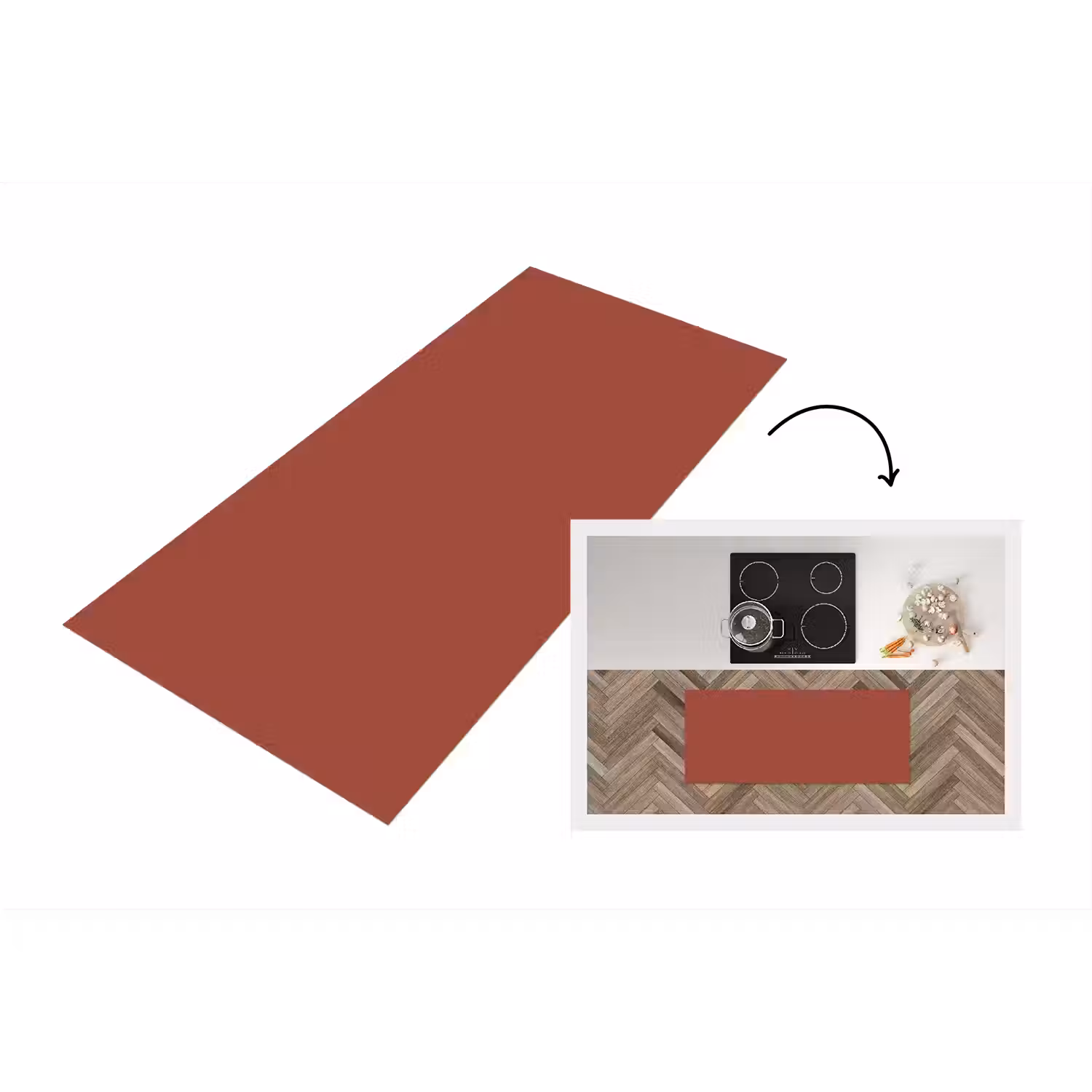 Rustic - Terracotta - Oranje Keukenloper - keukenmat middel 536 -3d